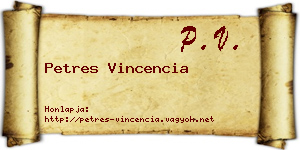 Petres Vincencia névjegykártya